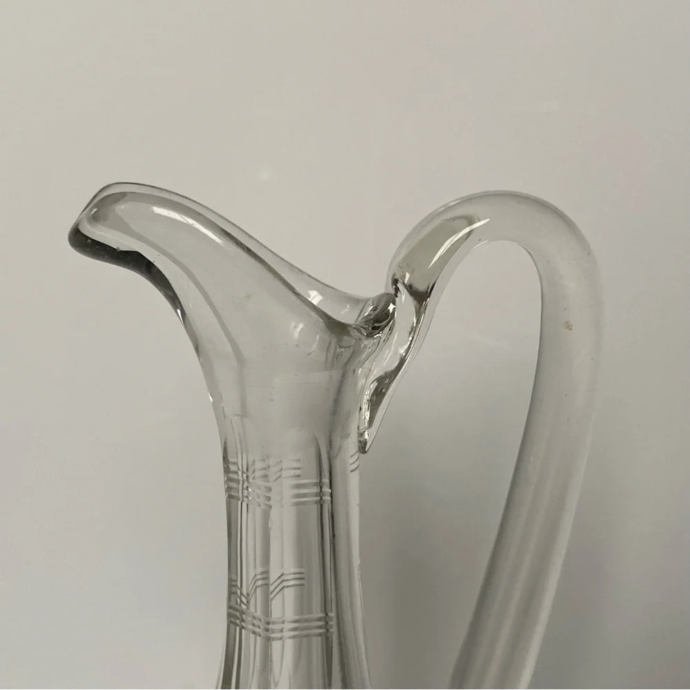 Cut Glass Crystal Vase Or Cruet Facet No Stopper Vintage 7” Clear 4” wide